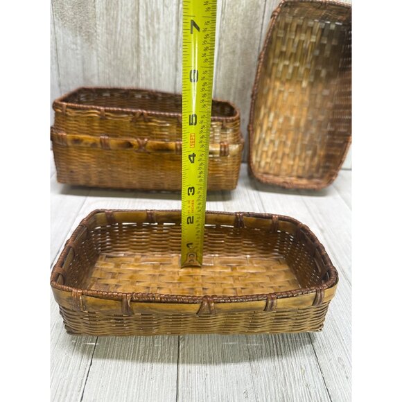 Vintage Woven Rattan Wicker Picnic Basket Storage Decor No Handles 7.5" x 4" - Picture 12 of 16
